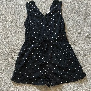 Polka dot v-neck romper
